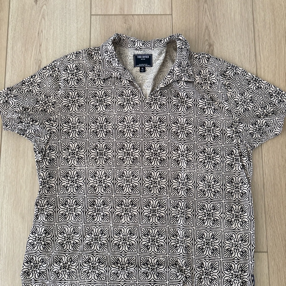 Todd Snyder Made in‎ USA Tile Print Camp Collar Shirt – Men’s XL 100% Cotton